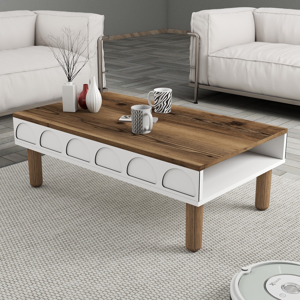 Masuta de cafea, Hanah Home, Bohem 852, 180x35.6x60 cm, Alb - imagine 5